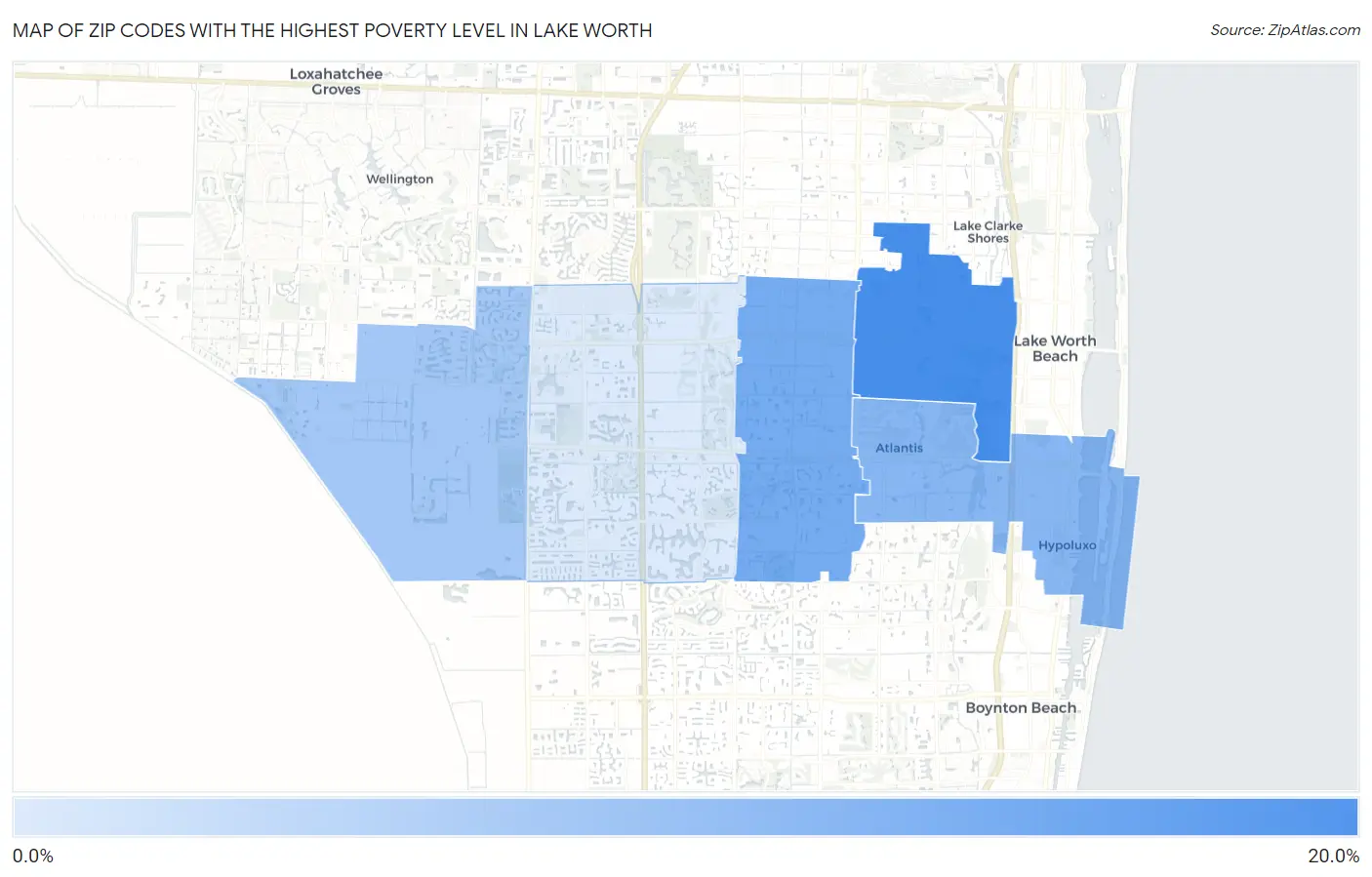 Zip Codes with the Highest Poverty Level in Lake Worth Map