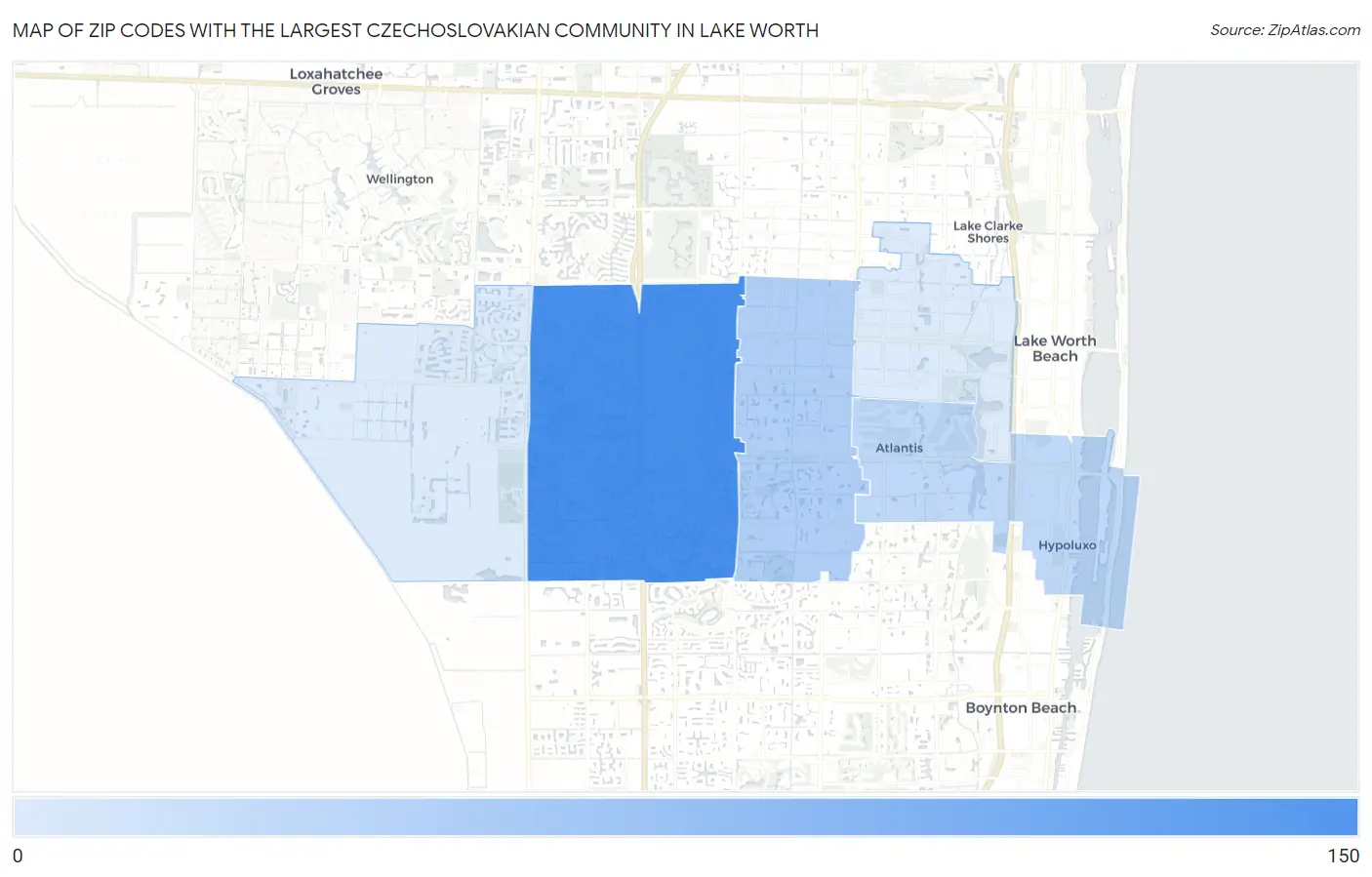 Zip Codes with the Largest Czechoslovakian Community in Lake Worth Map