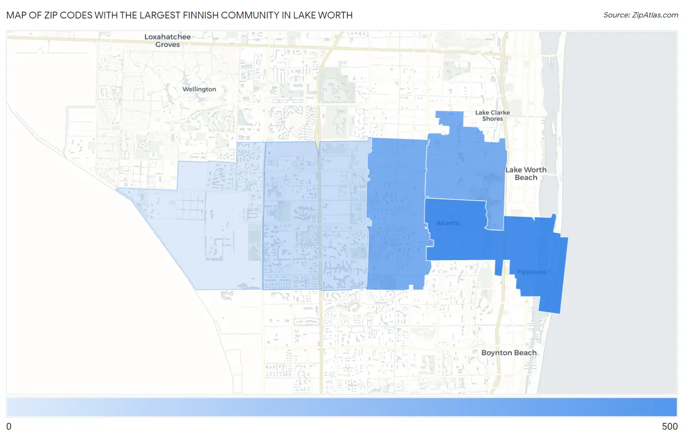Zip Codes with the Largest Finnish Community in Lake Worth Map