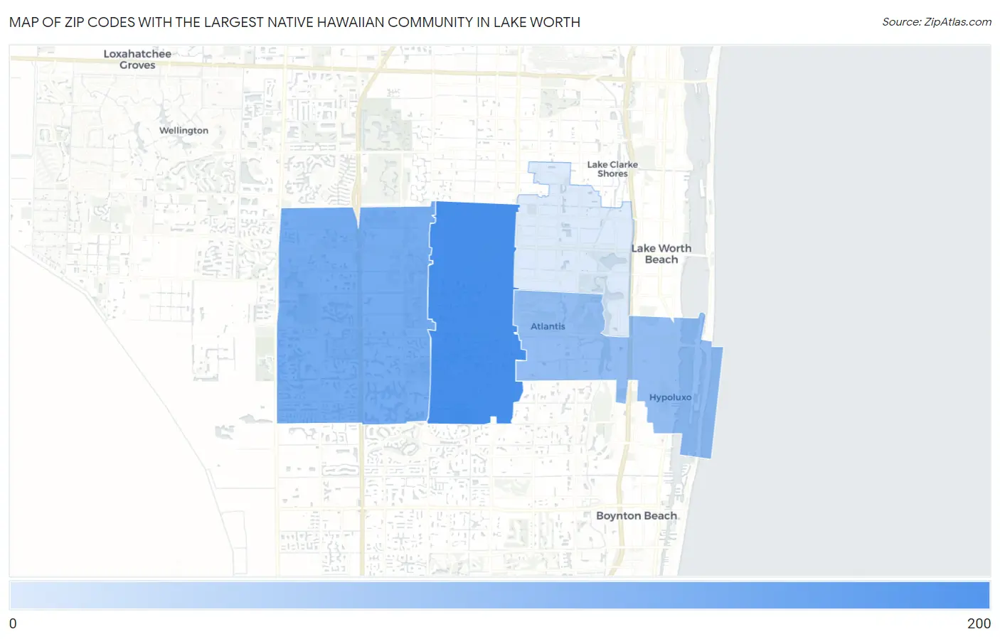 Zip Codes with the Largest Native Hawaiian Community in Lake Worth Map