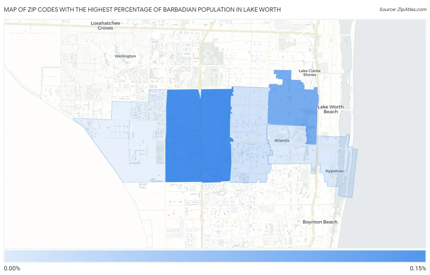 Zip Codes with the Highest Percentage of Barbadian Population in Lake Worth Map