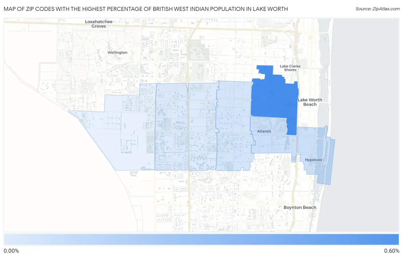 Zip Codes with the Highest Percentage of British West Indian Population in Lake Worth Map
