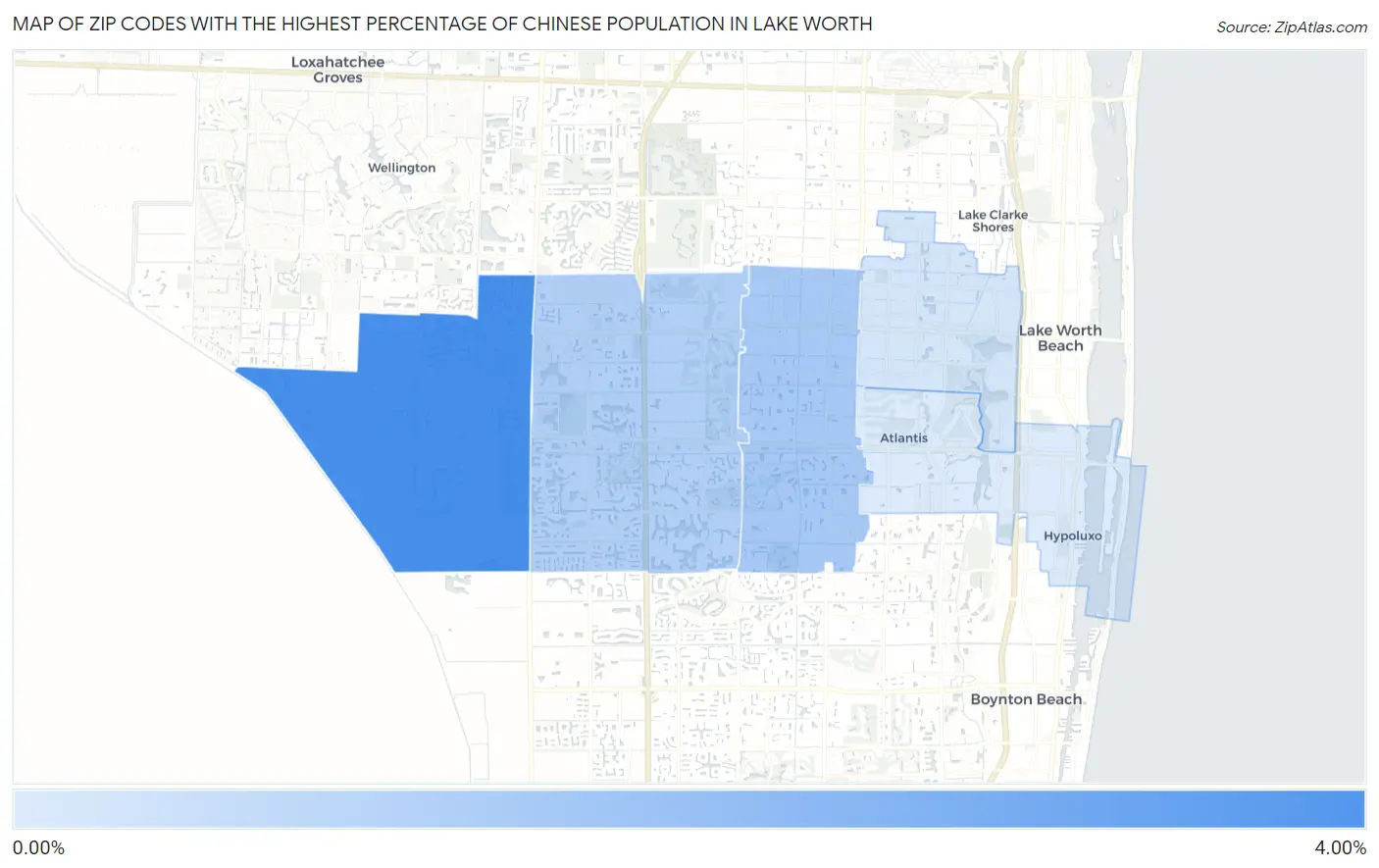 Zip Codes with the Highest Percentage of Chinese Population in Lake Worth Map