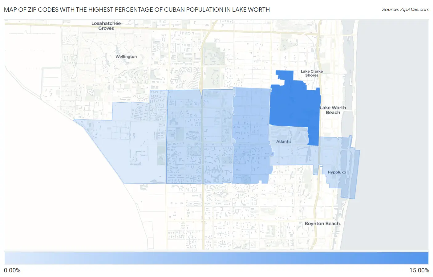 Zip Codes with the Highest Percentage of Cuban Population in Lake Worth Map