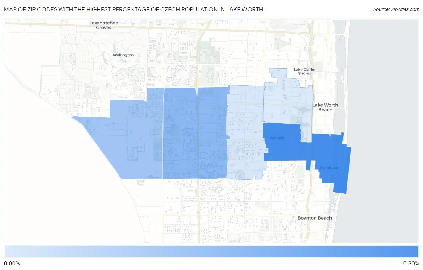 Zip Codes with the Highest Percentage of Czech Population in Lake Worth Map