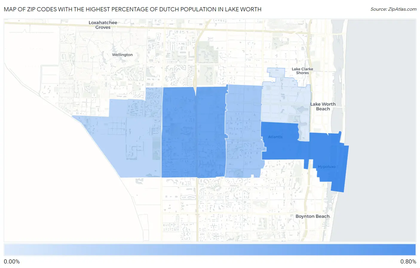 Zip Codes with the Highest Percentage of Dutch Population in Lake Worth Map