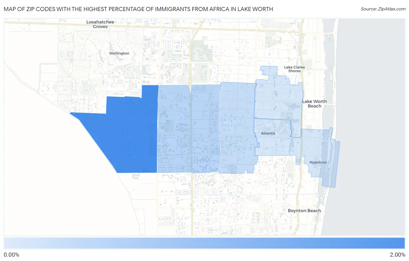 Zip Codes with the Highest Percentage of Immigrants from Africa in Lake Worth Map