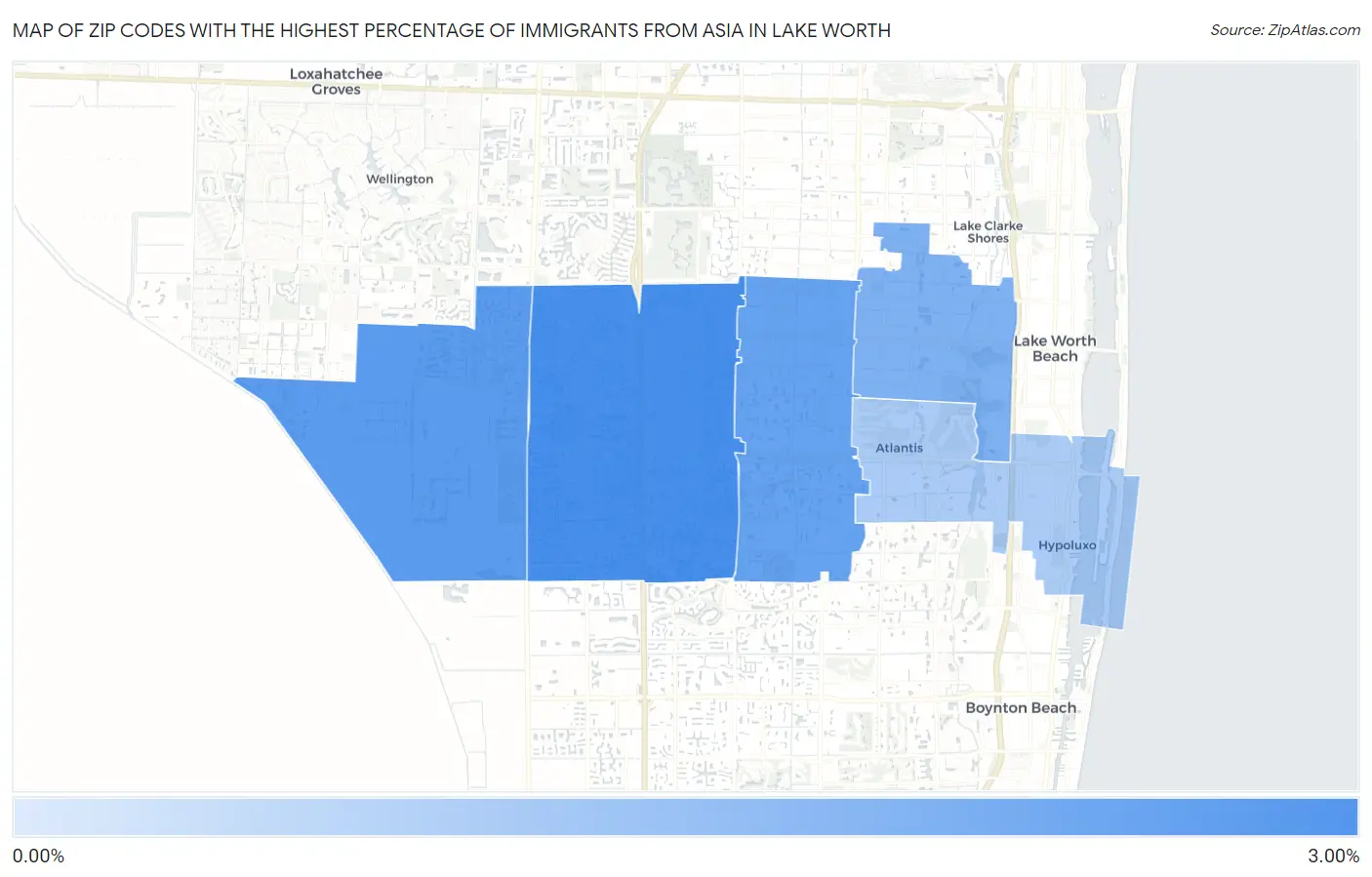 Zip Codes with the Highest Percentage of Immigrants from Asia in Lake Worth Map