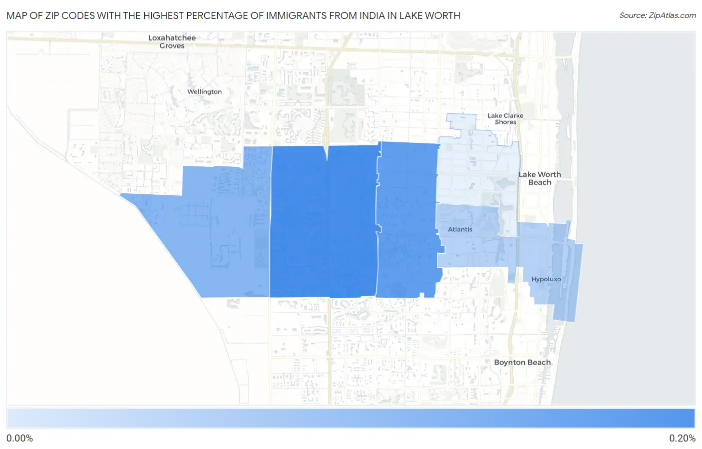 Zip Codes with the Highest Percentage of Immigrants from India in Lake Worth Map
