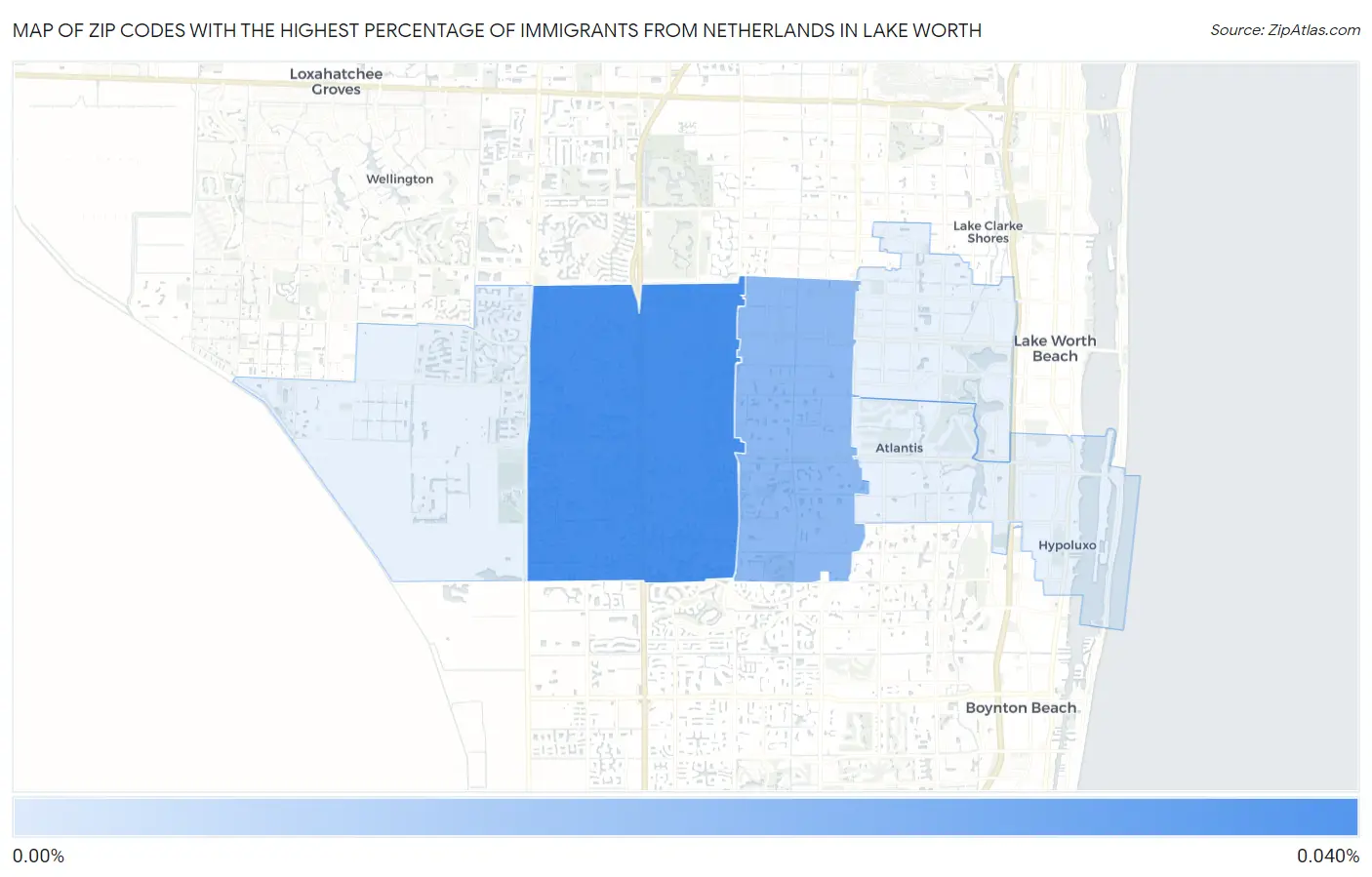 Zip Codes with the Highest Percentage of Immigrants from Netherlands in Lake Worth Map