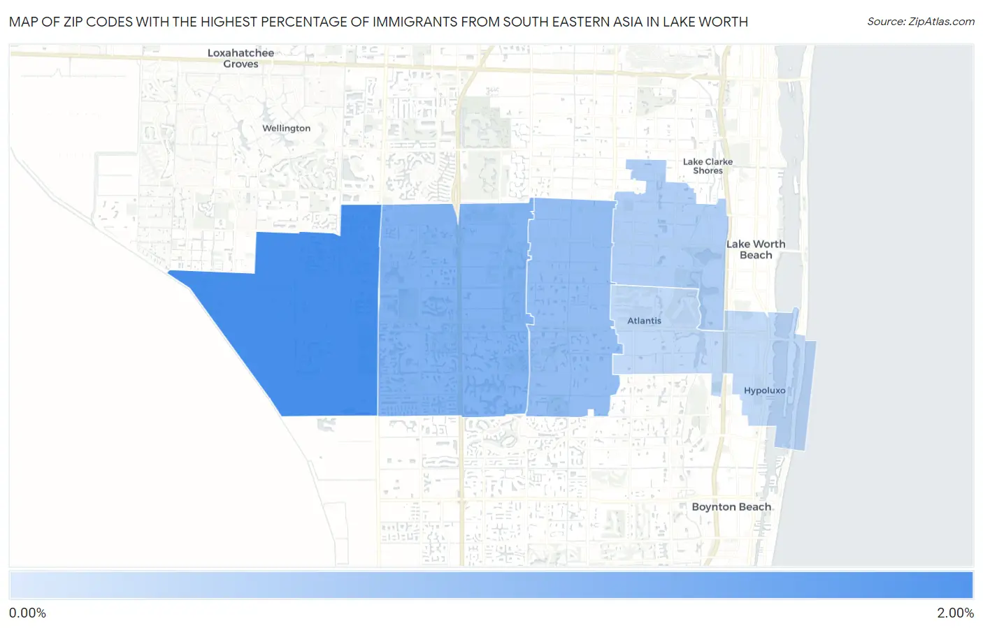 Zip Codes with the Highest Percentage of Immigrants from South Eastern Asia in Lake Worth Map