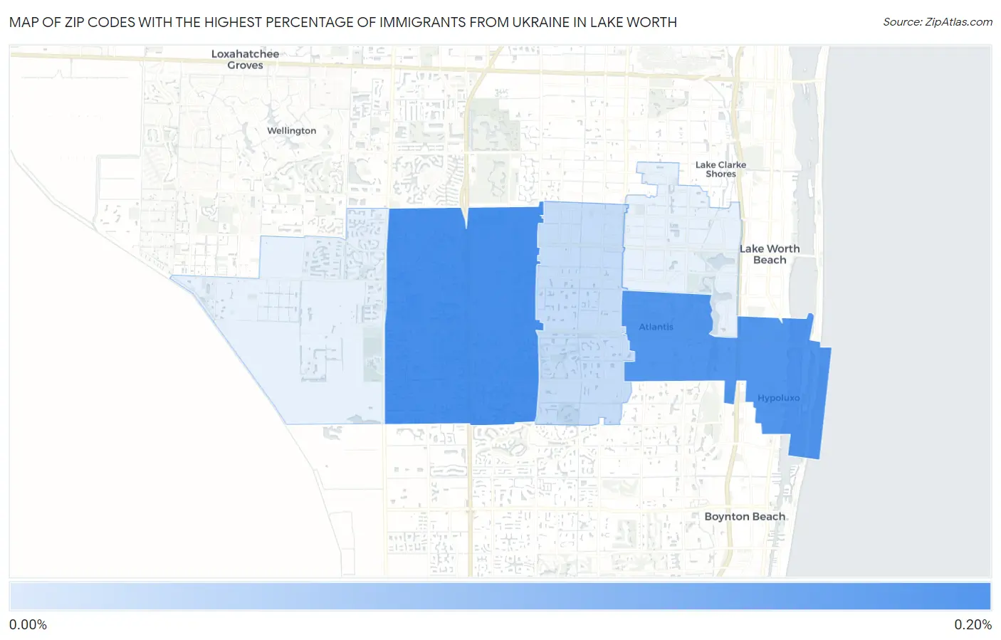 Zip Codes with the Highest Percentage of Immigrants from Ukraine in Lake Worth Map