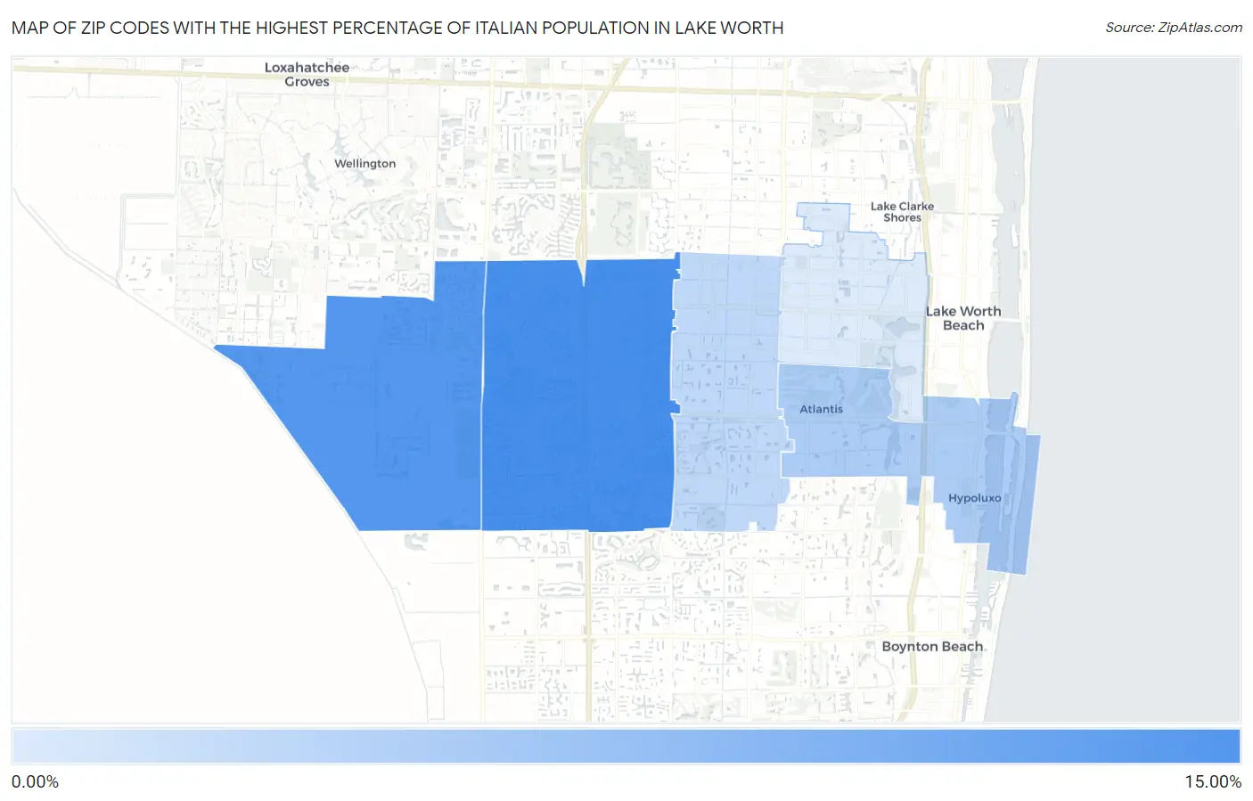 Zip Codes with the Highest Percentage of Italian Population in Lake Worth Map
