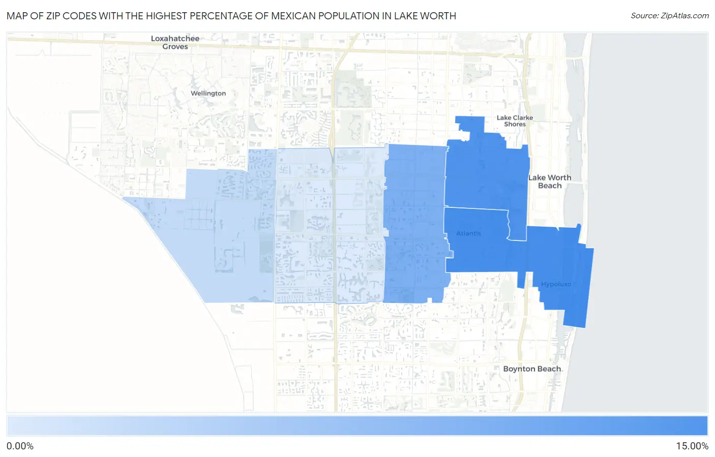 Zip Codes with the Highest Percentage of Mexican Population in Lake Worth Map