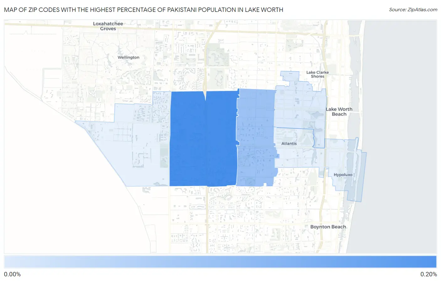 Zip Codes with the Highest Percentage of Pakistani Population in Lake Worth Map