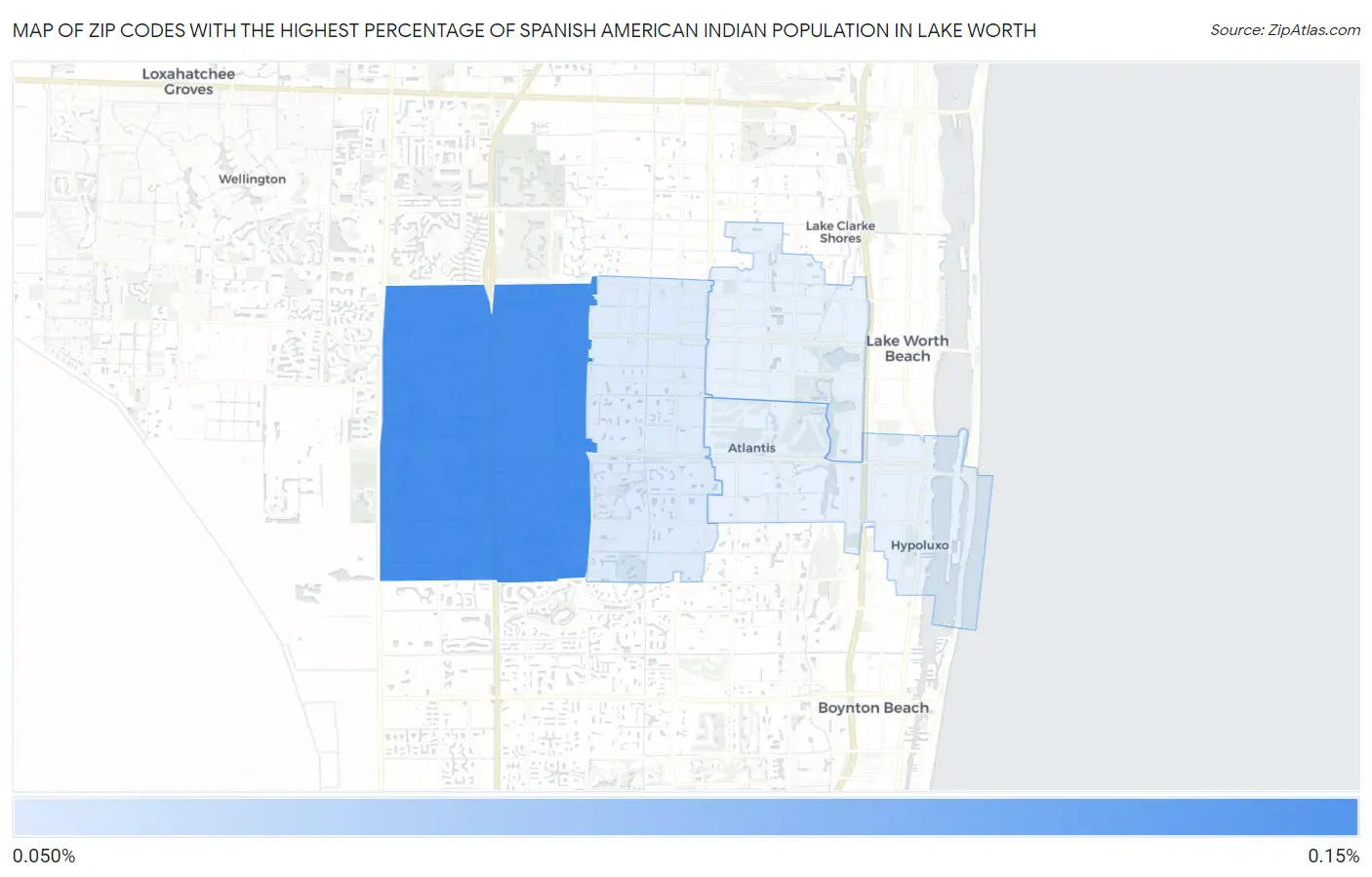 Zip Codes with the Highest Percentage of Spanish American Indian Population in Lake Worth Map