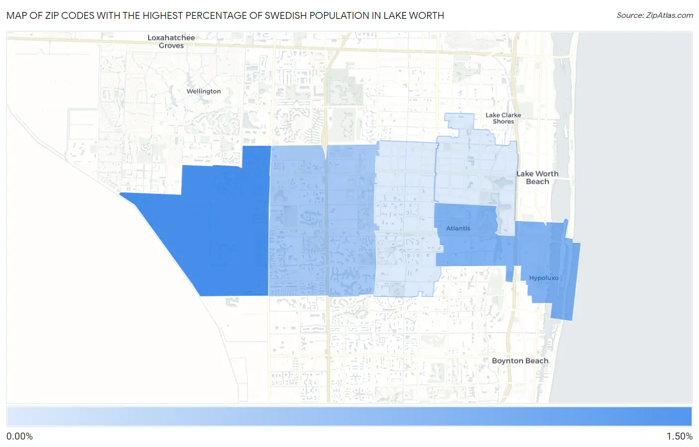 Zip Codes with the Highest Percentage of Swedish Population in Lake Worth Map