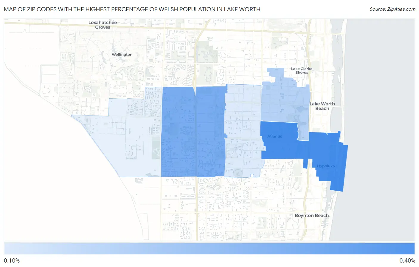 Zip Codes with the Highest Percentage of Welsh Population in Lake Worth Map