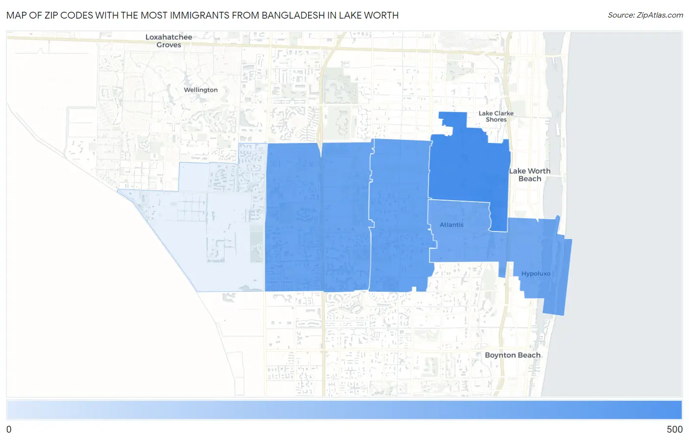 Zip Codes with the Most Immigrants from Bangladesh in Lake Worth Map