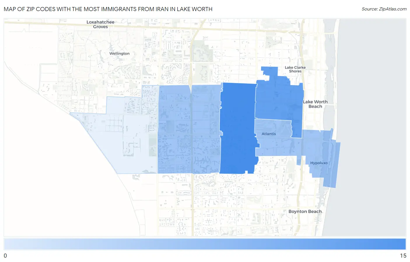 Zip Codes with the Most Immigrants from Iran in Lake Worth Map