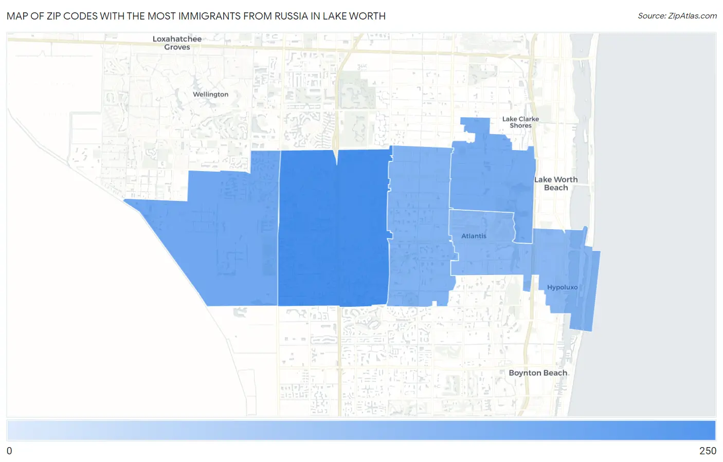 Zip Codes with the Most Immigrants from Russia in Lake Worth Map