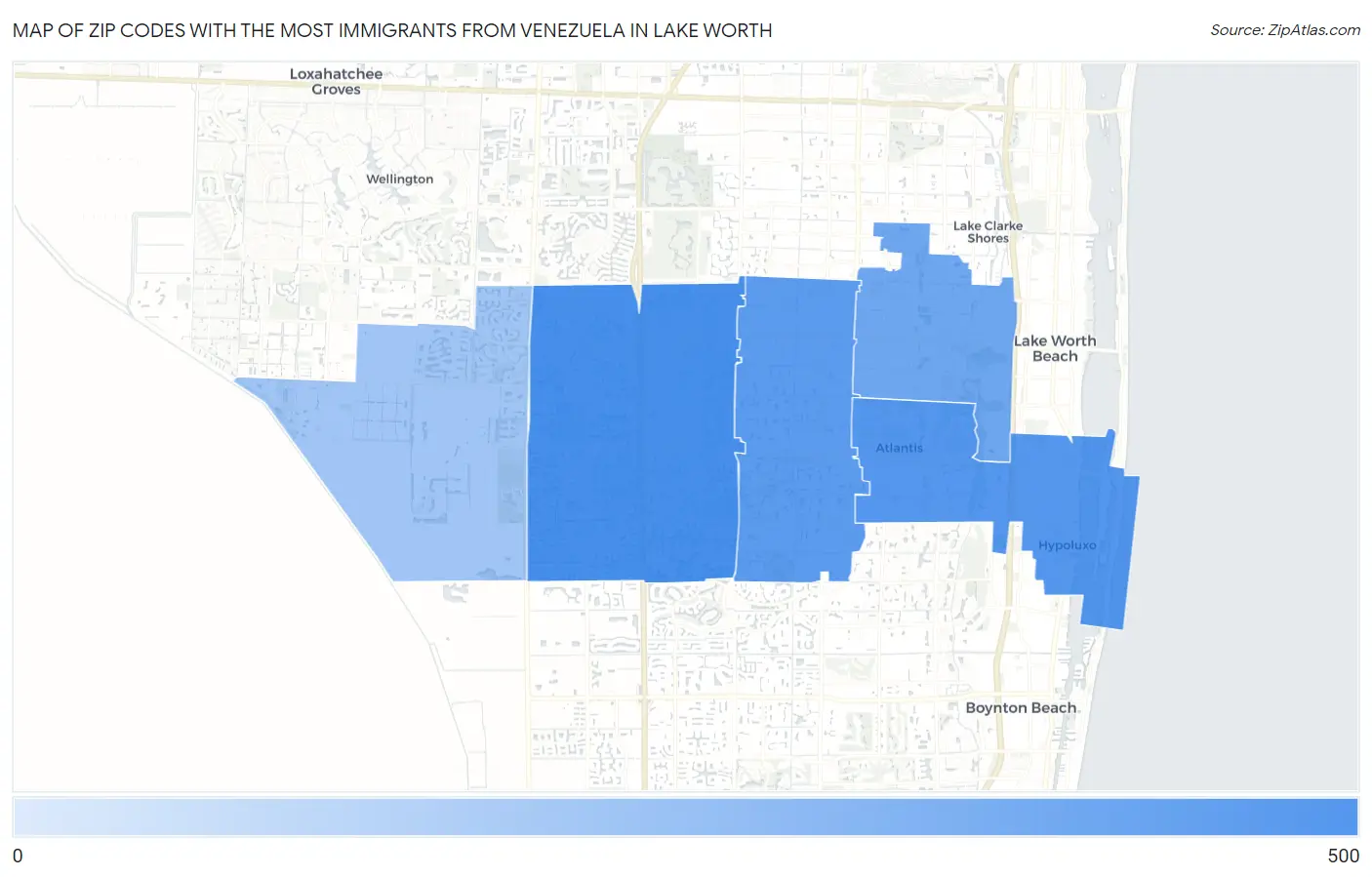 Zip Codes with the Most Immigrants from Venezuela in Lake Worth Map