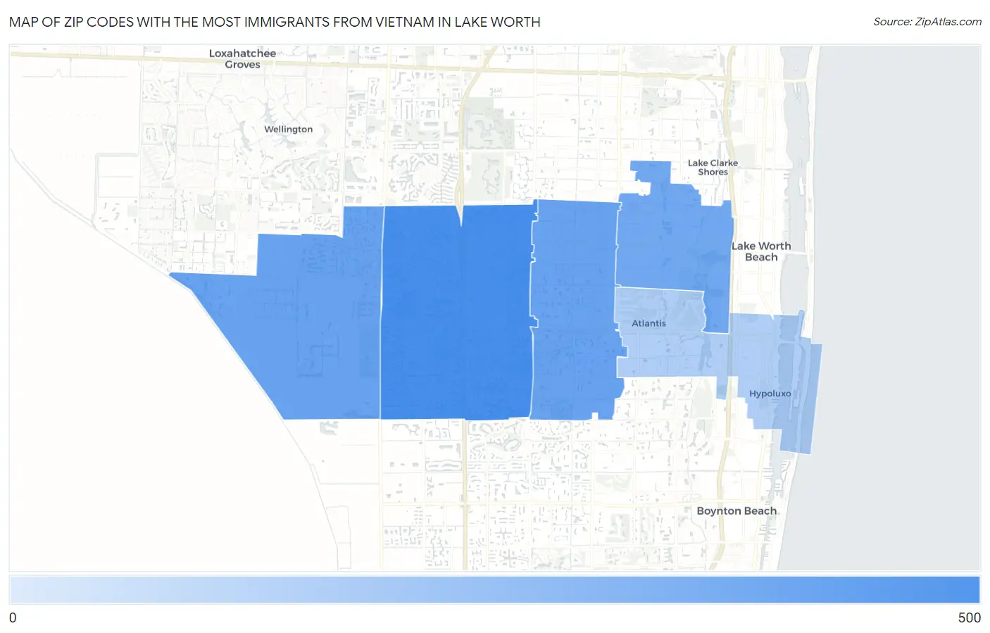 Zip Codes with the Most Immigrants from Vietnam in Lake Worth Map