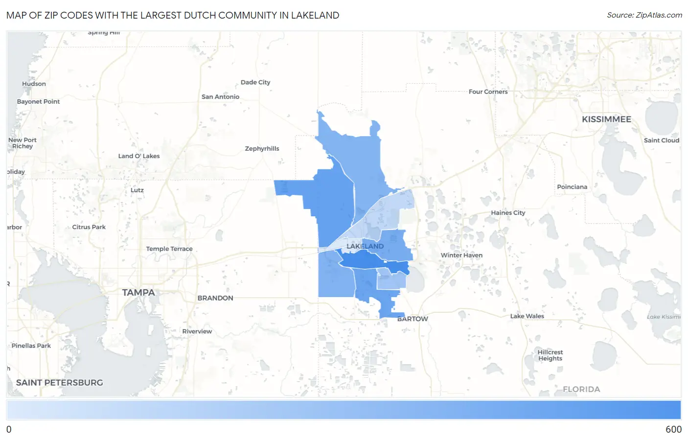 Zip Codes with the Largest Dutch Community in Lakeland Map