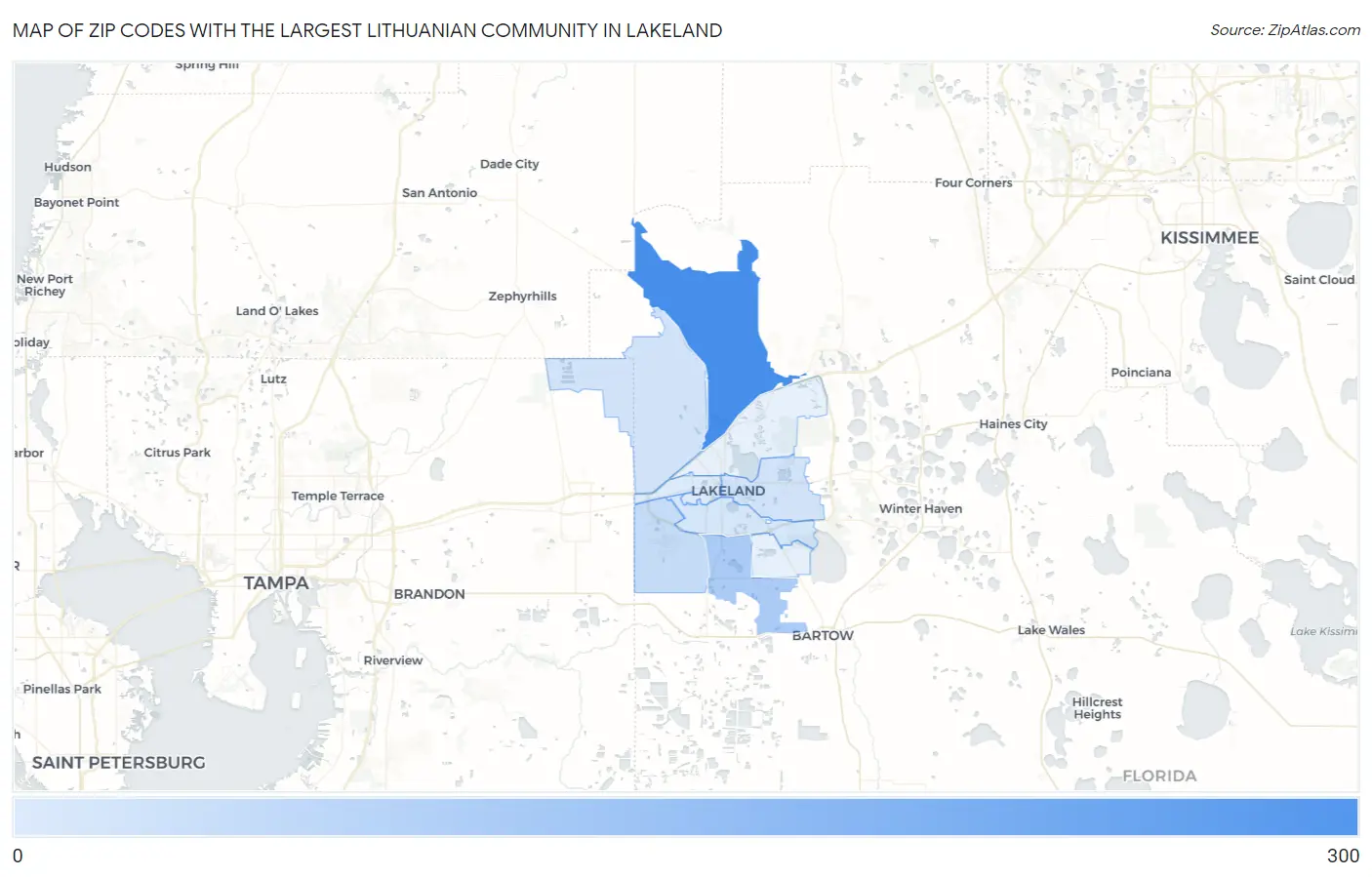 Zip Codes with the Largest Lithuanian Community in Lakeland Map
