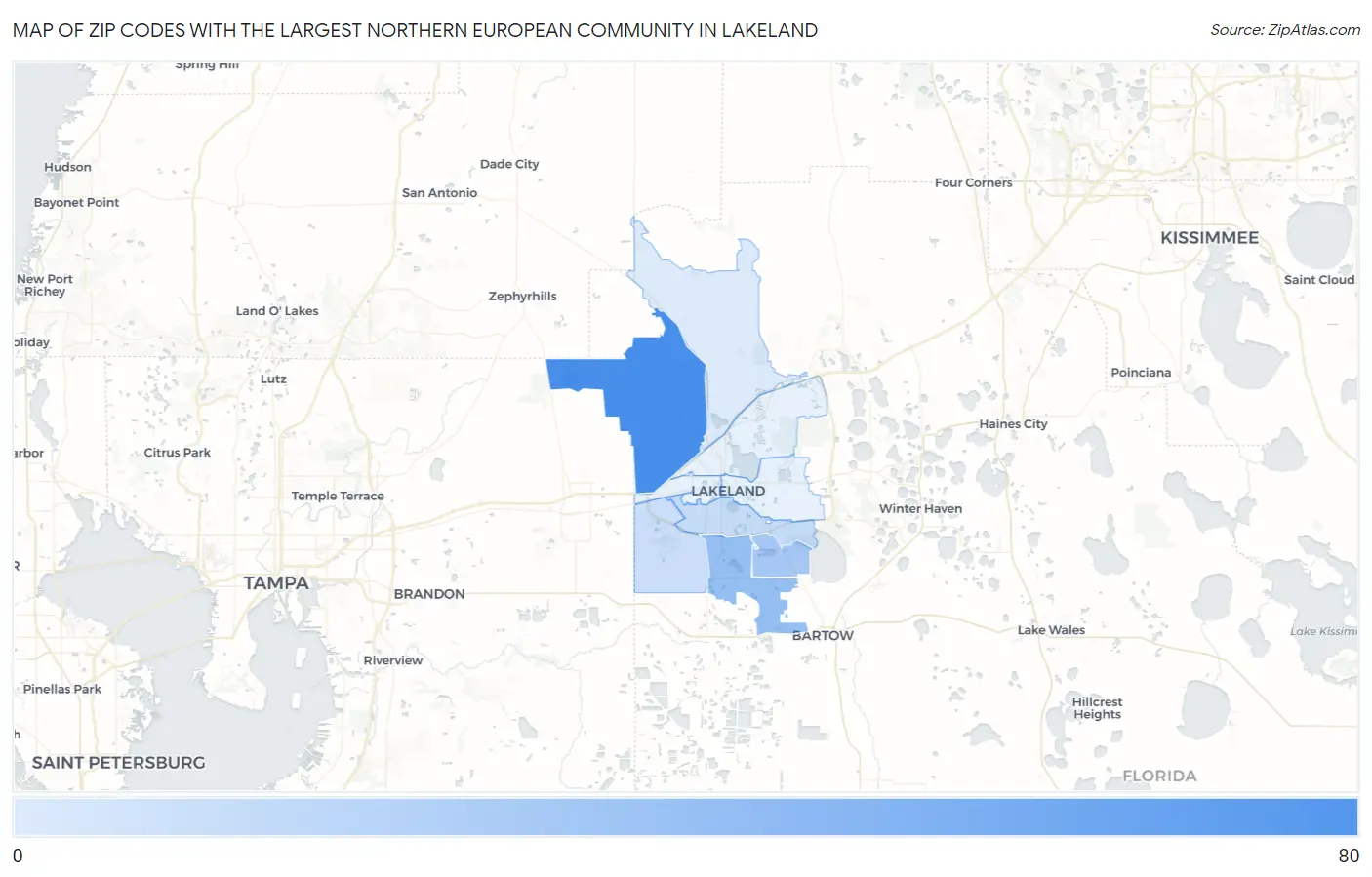 Zip Codes with the Largest Northern European Community in Lakeland Map