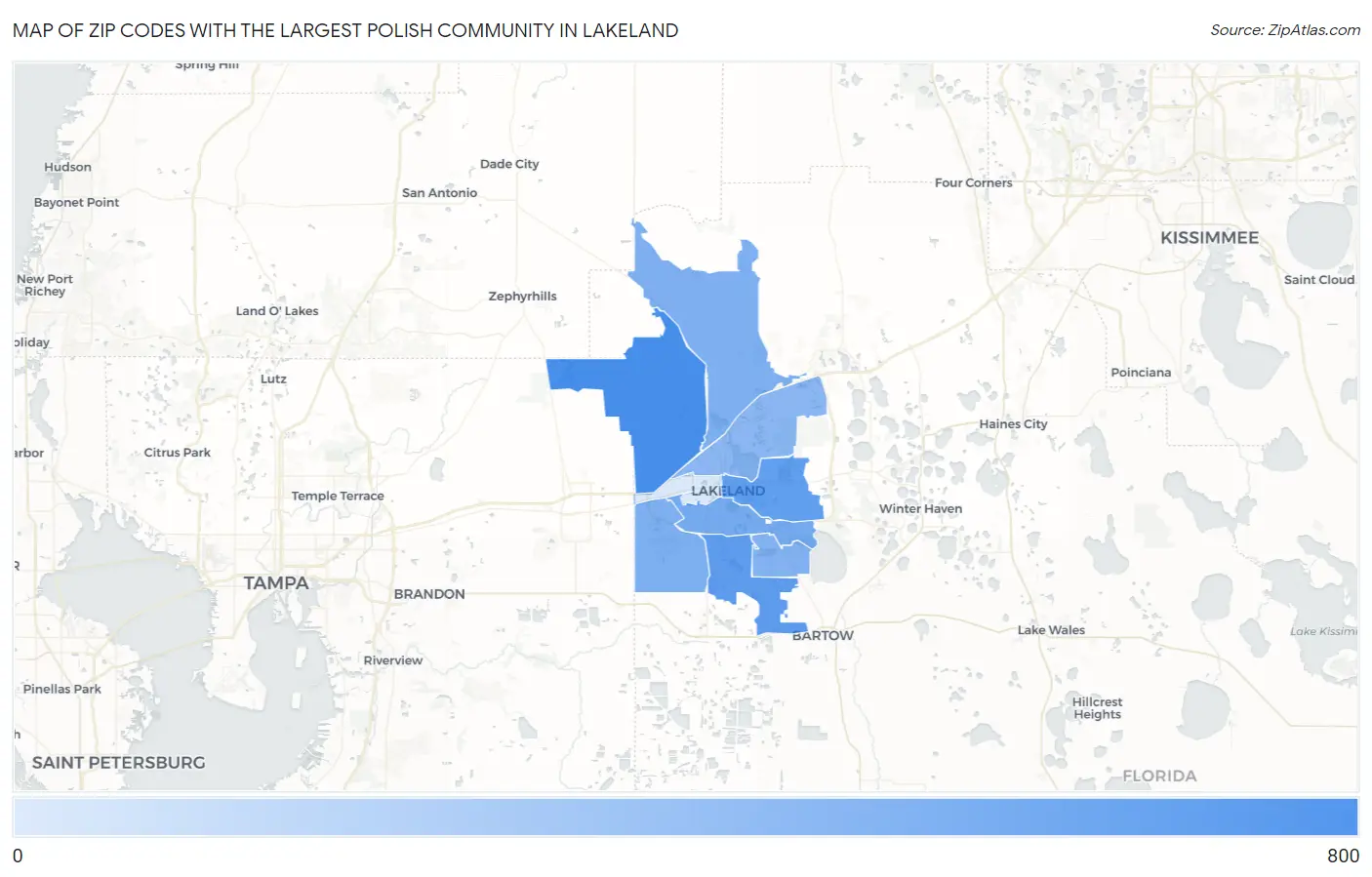 Zip Codes with the Largest Polish Community in Lakeland Map