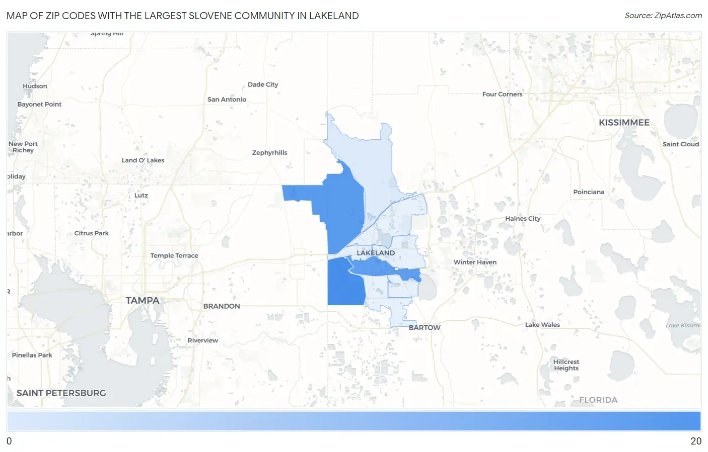 Zip Codes with the Largest Slovene Community in Lakeland Map