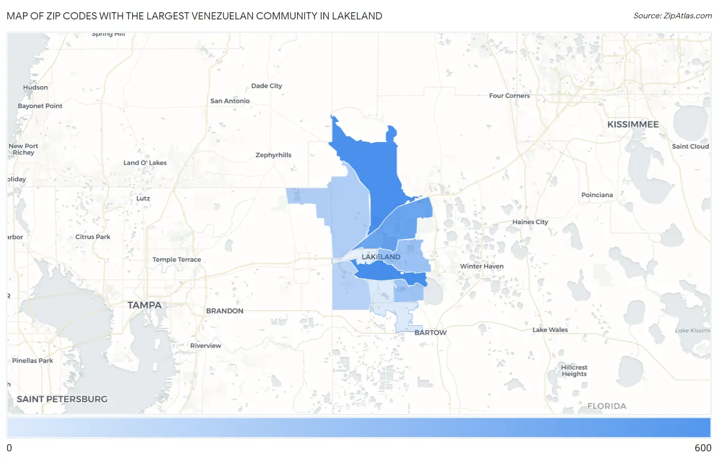 Zip Codes with the Largest Venezuelan Community in Lakeland Map