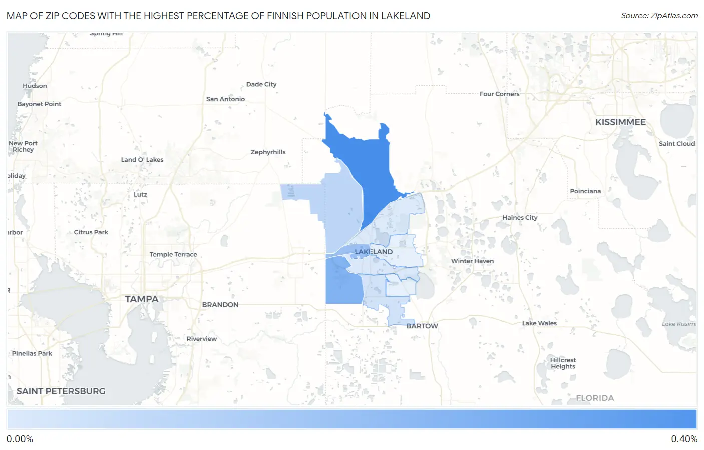 Zip Codes with the Highest Percentage of Finnish Population in Lakeland Map