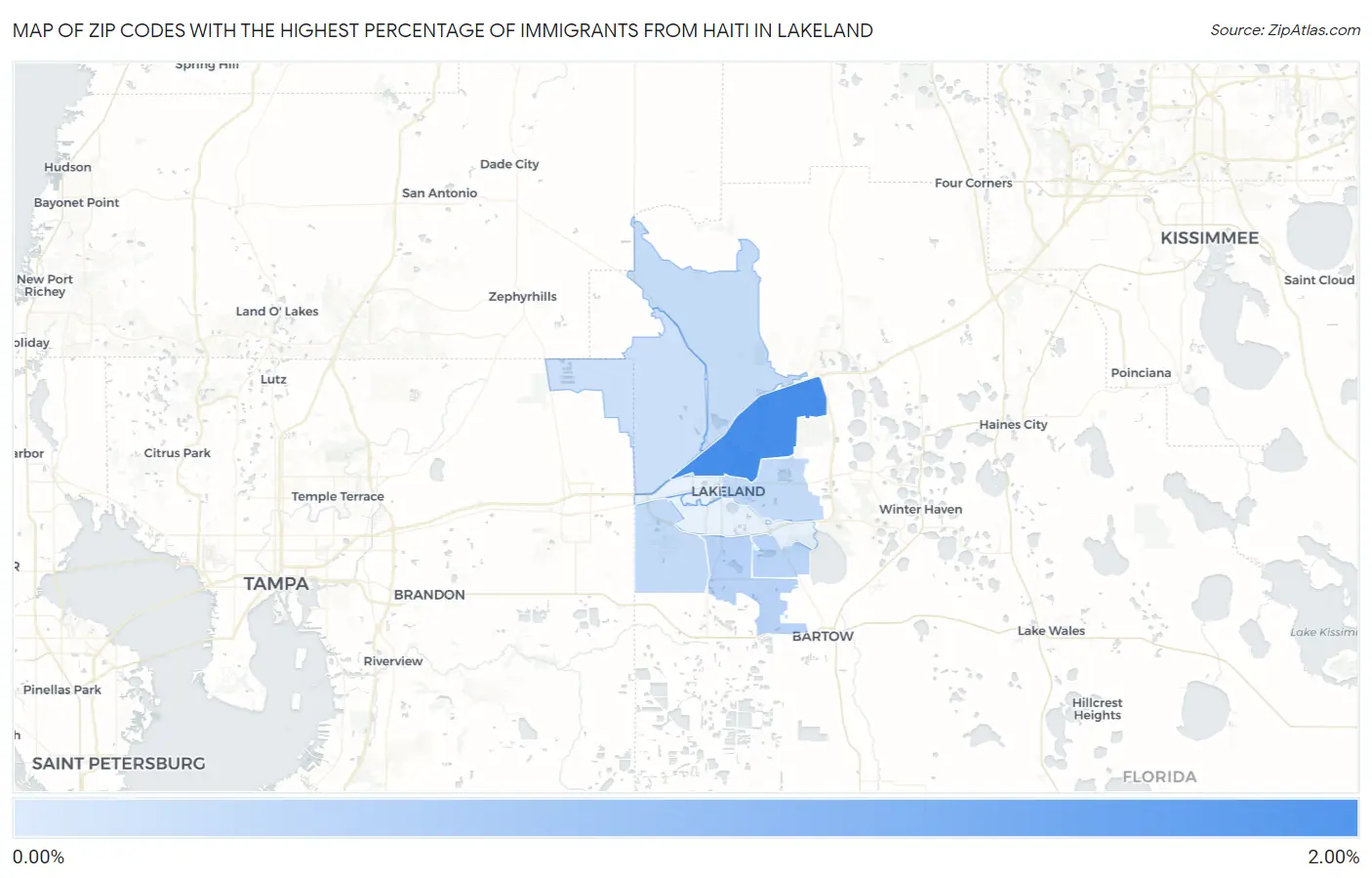 Zip Codes with the Highest Percentage of Immigrants from Haiti in Lakeland Map