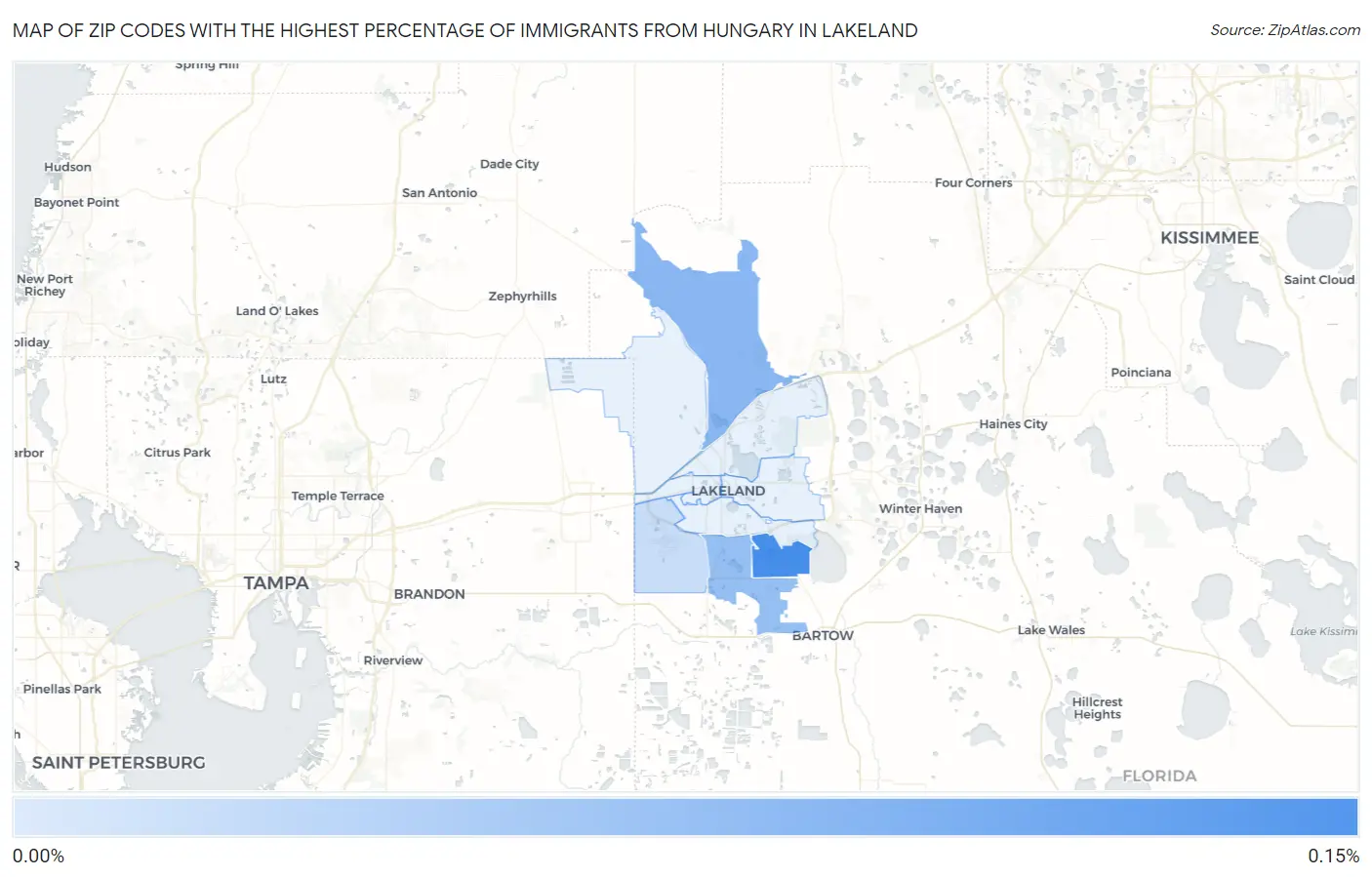 Zip Codes with the Highest Percentage of Immigrants from Hungary in Lakeland Map