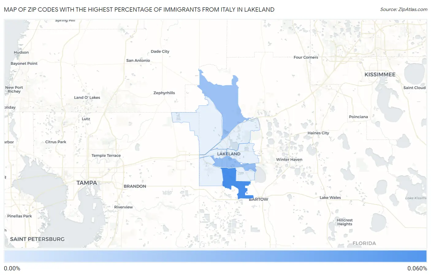 Zip Codes with the Highest Percentage of Immigrants from Italy in Lakeland Map