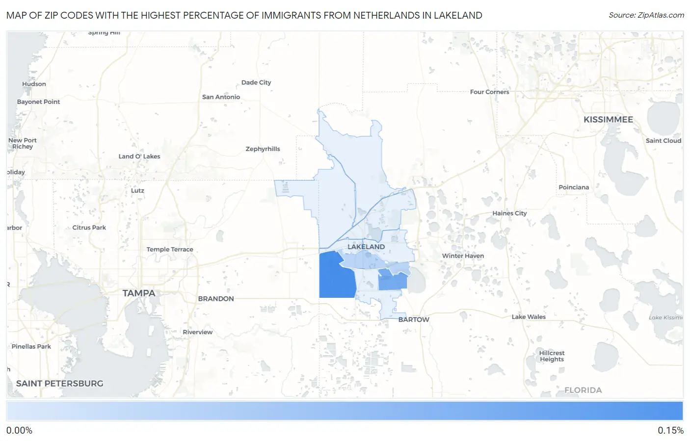 Zip Codes with the Highest Percentage of Immigrants from Netherlands in Lakeland Map
