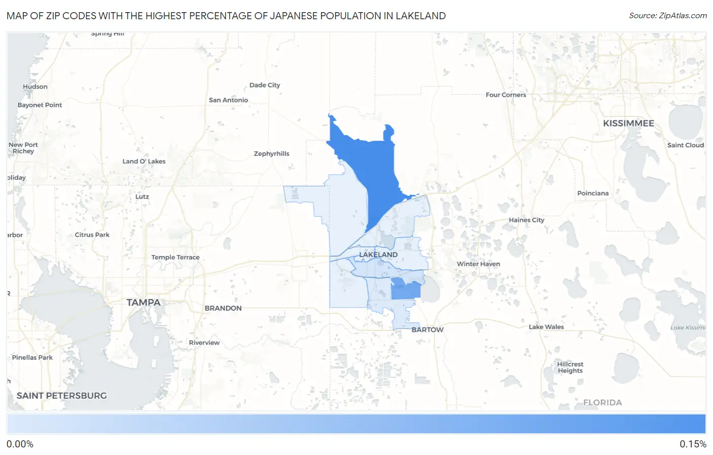 Zip Codes with the Highest Percentage of Japanese Population in Lakeland Map