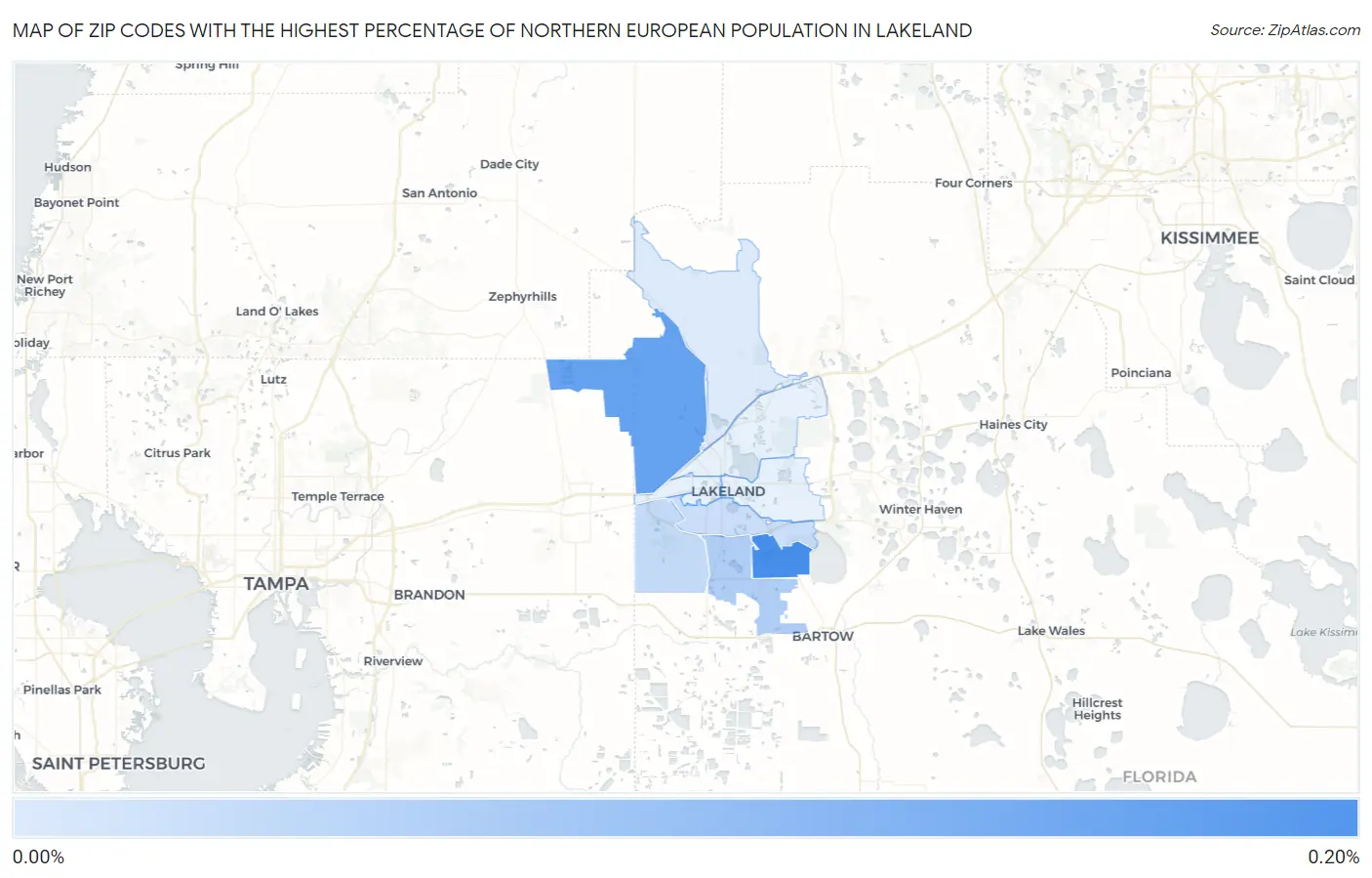 Zip Codes with the Highest Percentage of Northern European Population in Lakeland Map