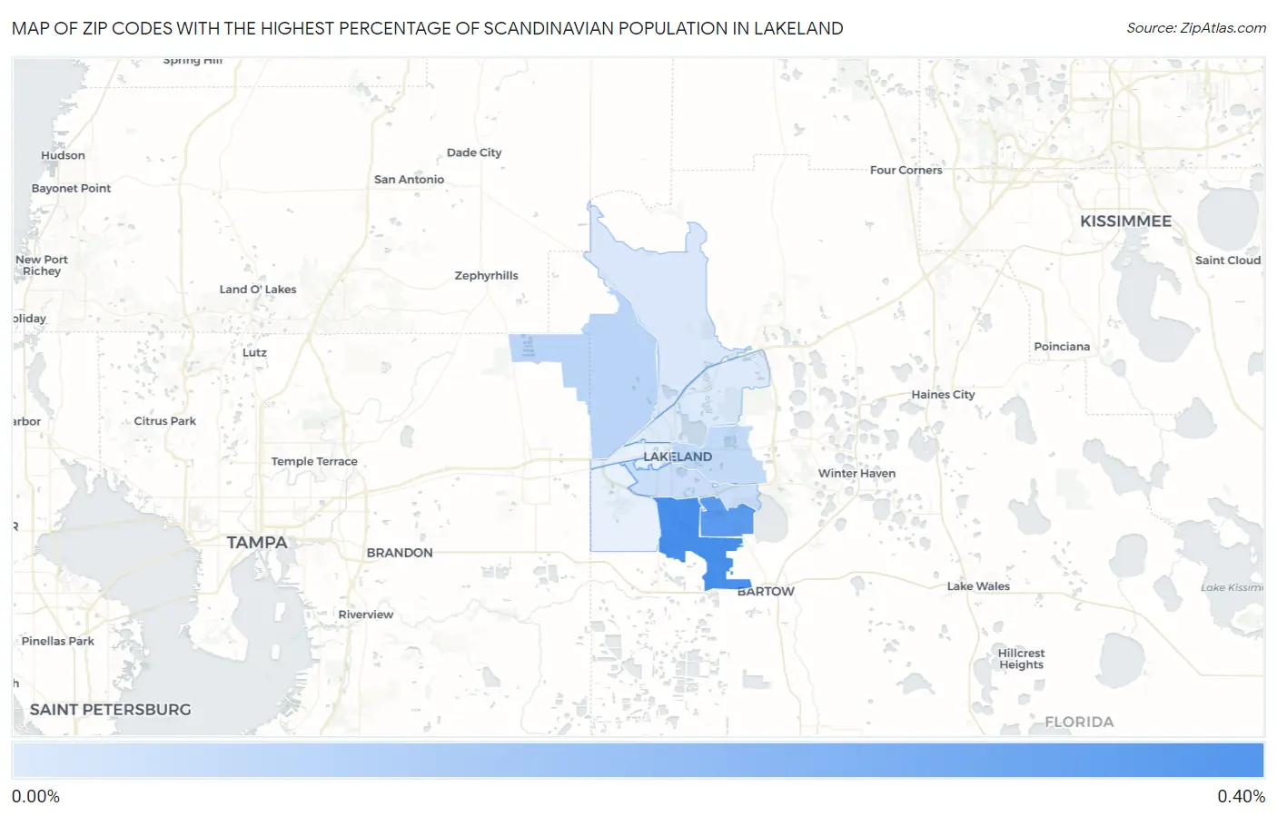 Zip Codes with the Highest Percentage of Scandinavian Population in Lakeland Map