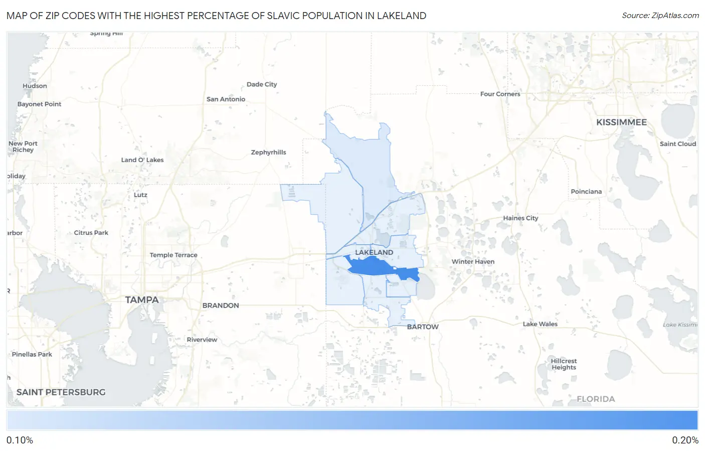 Zip Codes with the Highest Percentage of Slavic Population in Lakeland Map