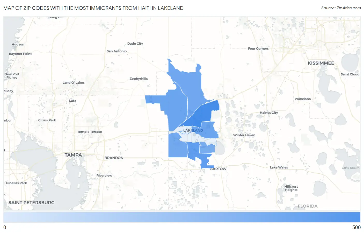 Zip Codes with the Most Immigrants from Haiti in Lakeland Map