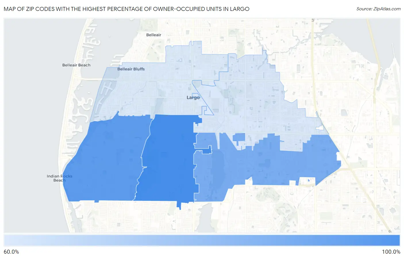 Zip Codes with the Highest Percentage of Owner-Occupied Units in Largo Map