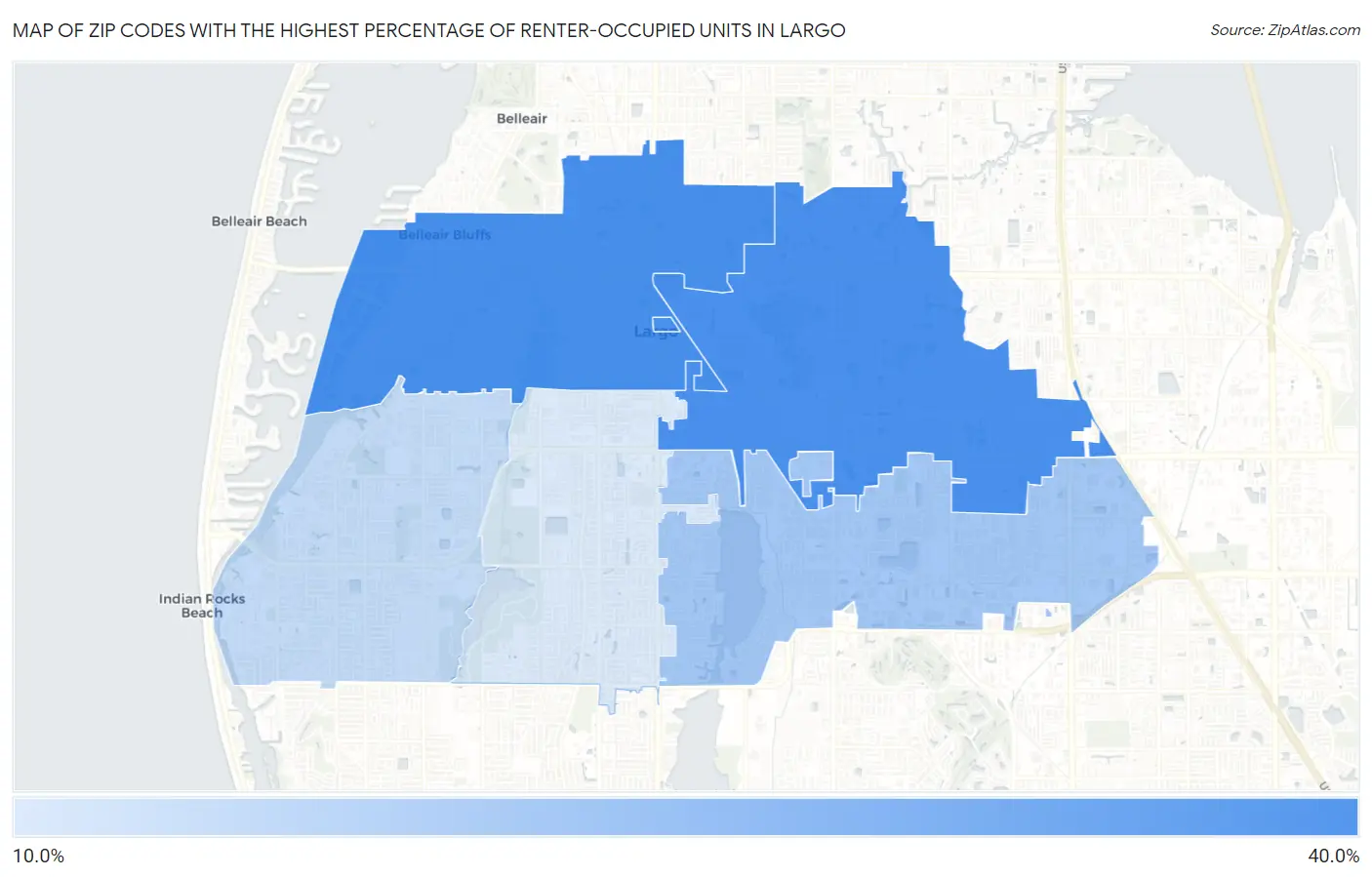 Zip Codes with the Highest Percentage of Renter-Occupied Units in Largo Map