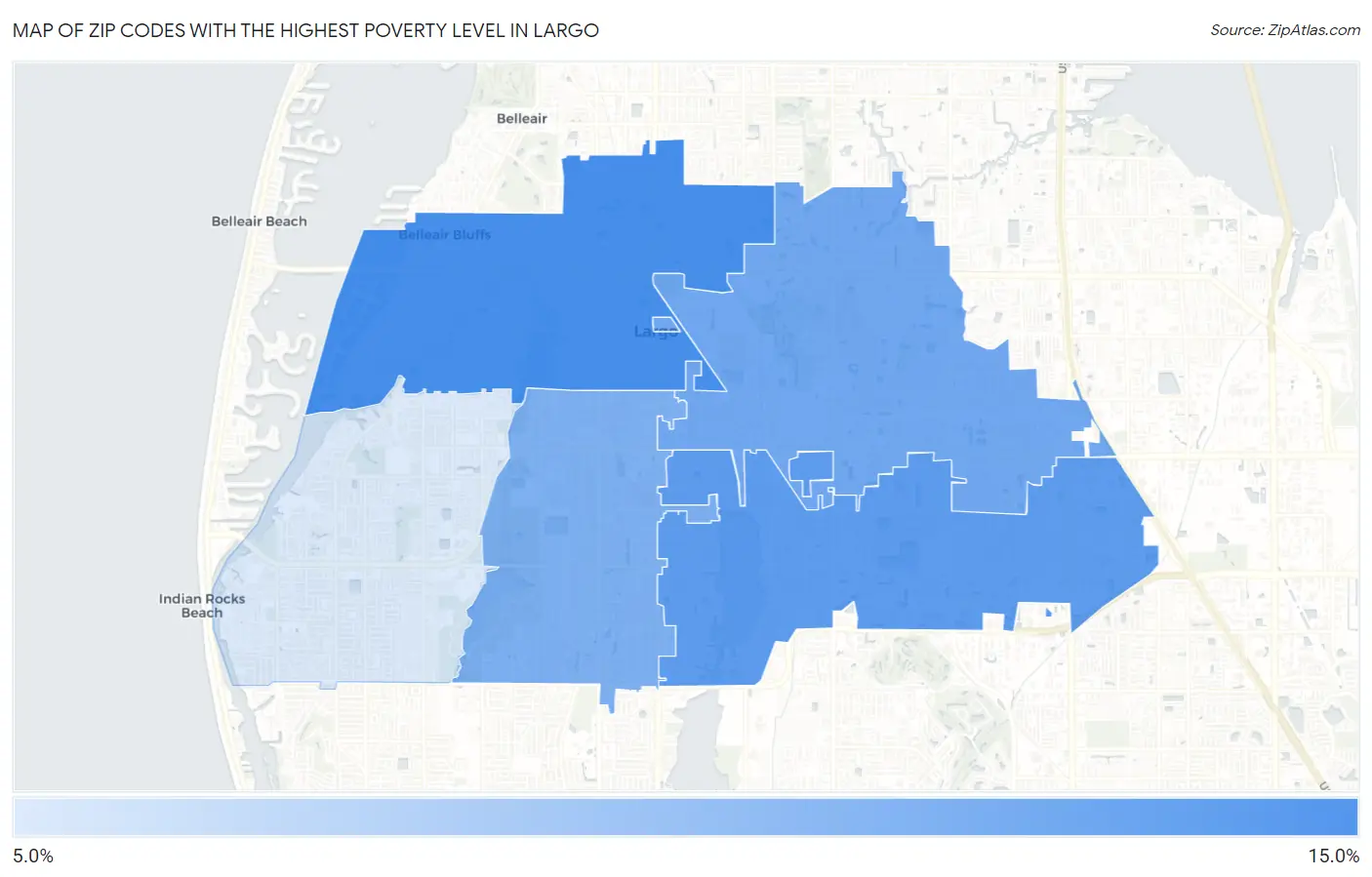 Zip Codes with the Highest Poverty Level in Largo Map