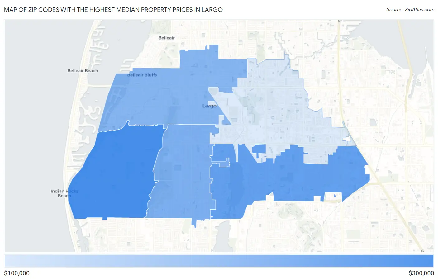 Zip Codes with the Highest Median Property Prices in Largo Map