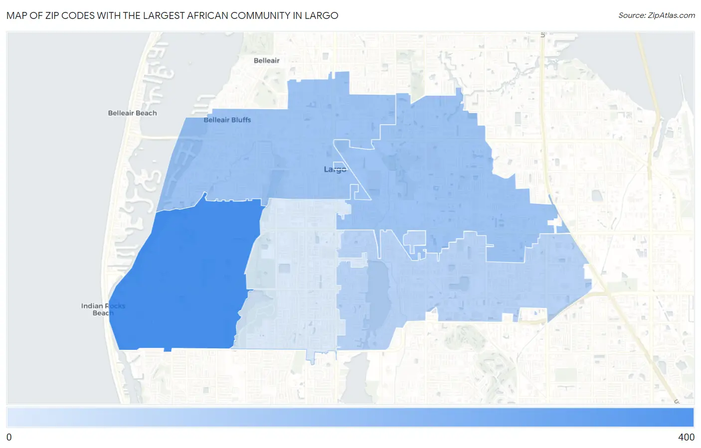 Zip Codes with the Largest African Community in Largo Map