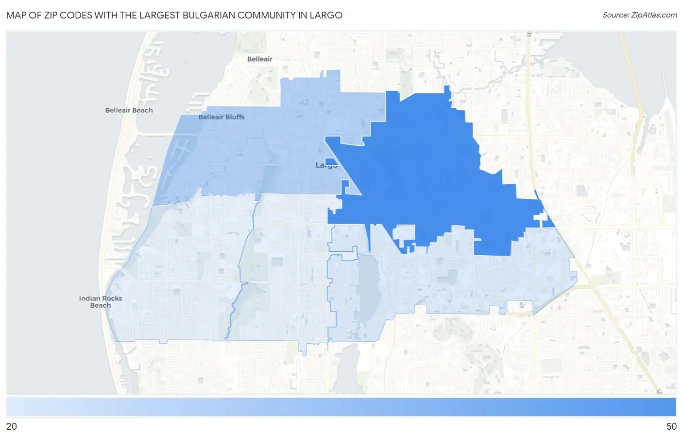 Zip Codes with the Largest Bulgarian Community in Largo Map