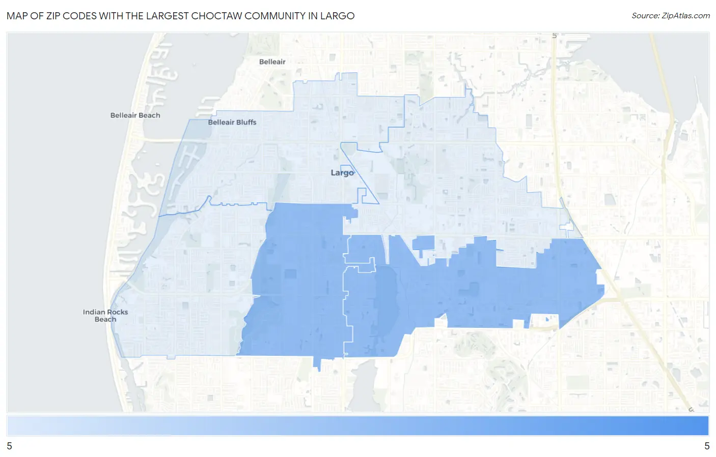 Zip Codes with the Largest Choctaw Community in Largo Map